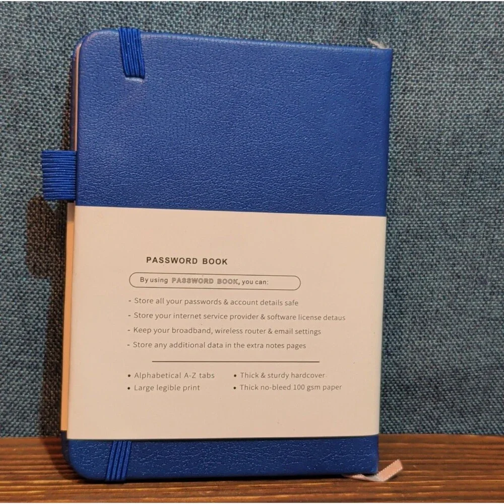 Password Book Internet Logbook Organizer Alphabetical Tabs Blue 4x5